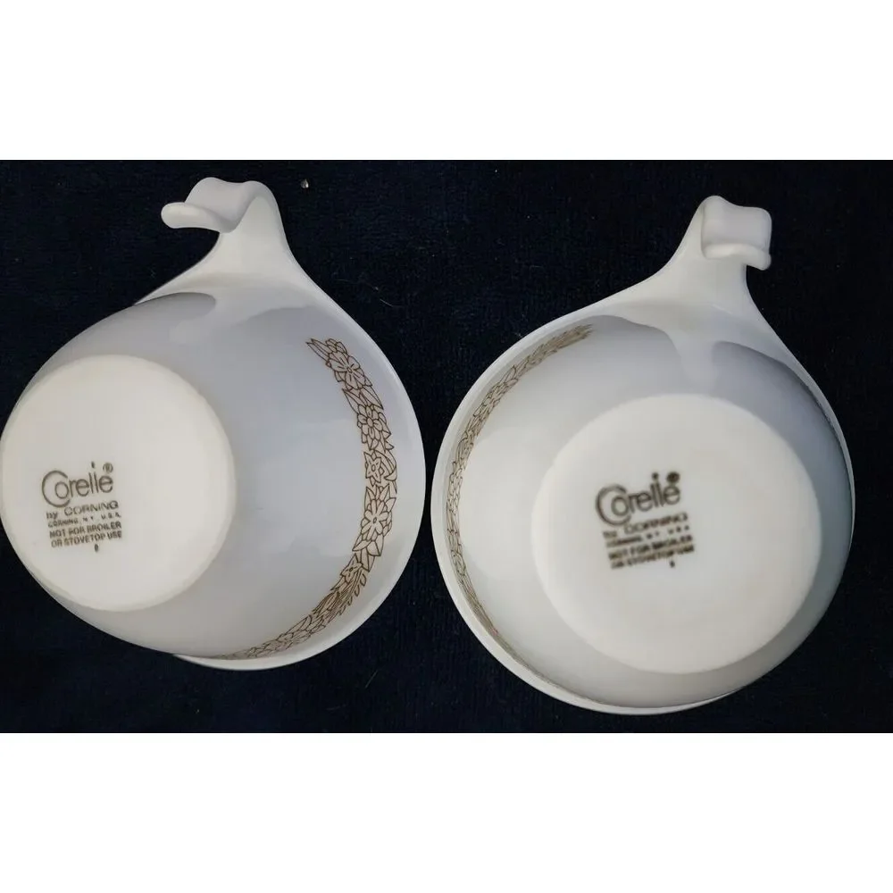 CORELLE WOODLAND HOOK HANDLE‎ CUPS [2] VINTAGE COFFEE TEA